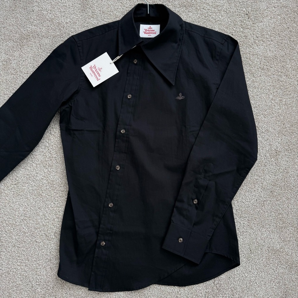 Authentic Vivienne Westwood Japan Exclusive Black Asymmetrical Button Up Shirt
